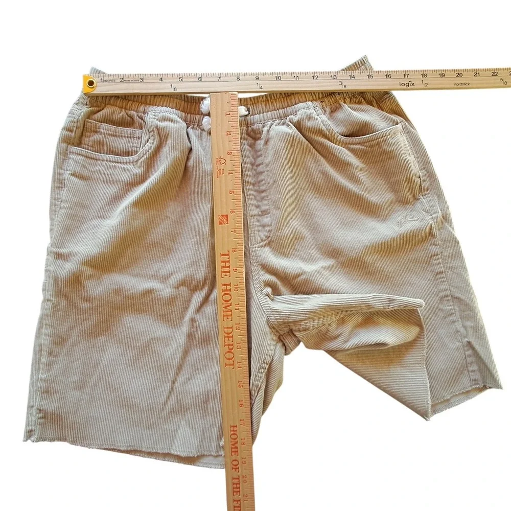 Rusty Mens Corduroy Shorts Tan Beige Elastic Waist Raw Hem Size Large Surf Skate